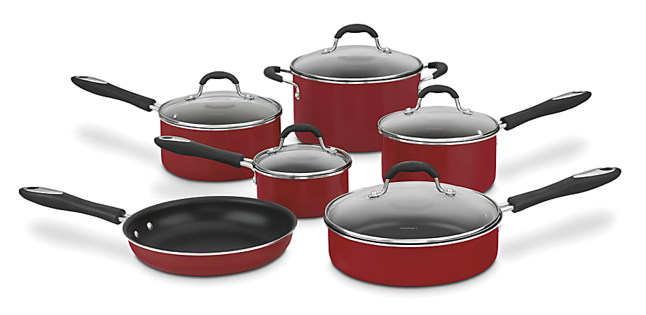 Cuisinart Non Stick 11 Piece Cookware Set Red - Office Depot