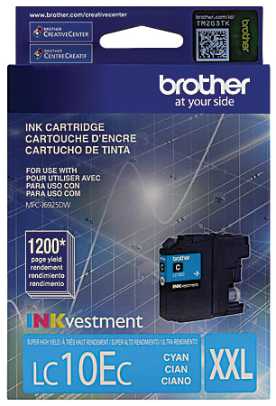Brother® LC10 High-Yield Cyan Ink Cartridge, LC10EC