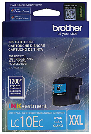 Brother® LC10 Cyan High-Yield Ink Cartridge, LC10EC