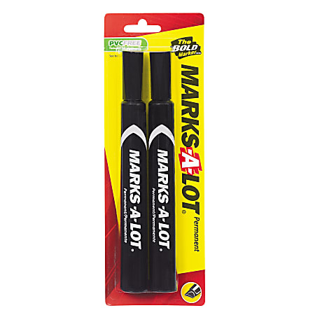 Avery® Large Desk Style Permanent Markers, Chisel Point, 5.08 mm, Black Ink, Pack Of 2
