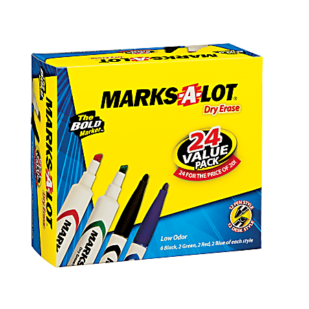 Avery® Desk/Pen Style Dry Erase Marker Combo Pack - Chisel, Bullet Marker Point Style - Assorted Barrel - 24 / Box