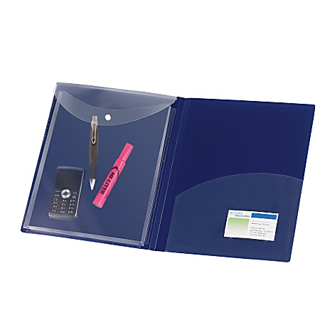 Avery® Protect & Store™ Pocket Folders, Letter Size, Navy, Pack Of 3