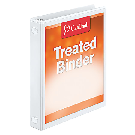Cardinal Treated ClearVue™ Locking 3-Ring Binder, 1" Round Rings, 52% Recycled, White