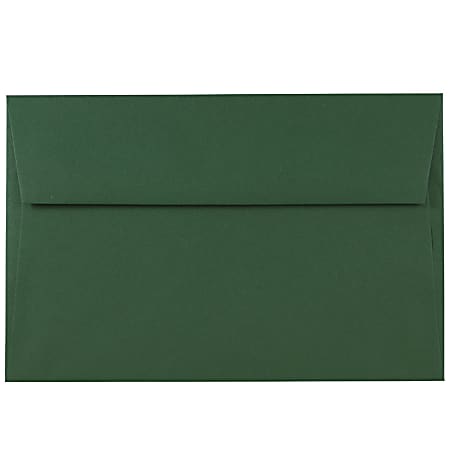 JAM Paper® Booklet Invitation Envelopes, A9, Gummed Seal, Dark Green, Pack Of 50