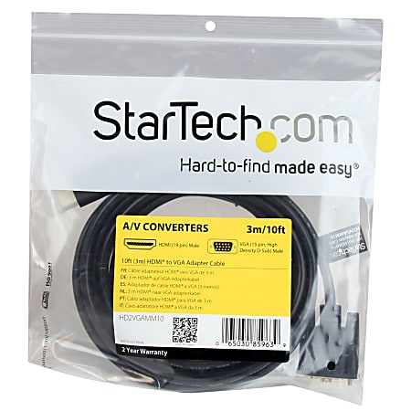 StarTech.com HDMI to VGA Cable 10 ft 3m 1080p 1920 x 1200 Active HDMI Cable  Monitor Cable Computer Cable 10 ft HDMIVGA Video Cable for Video Device  Monitor Projector First End 1