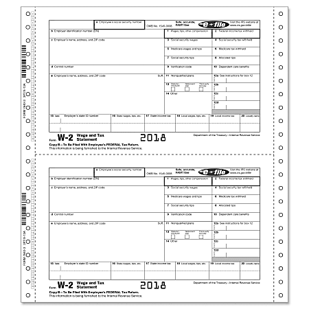 ComplyRight™ W-2 Continuous Tax Forms, Employee Copies B, C And 2, 3-Part, 9 1/2" x 11", Pack Of 100 Forms
