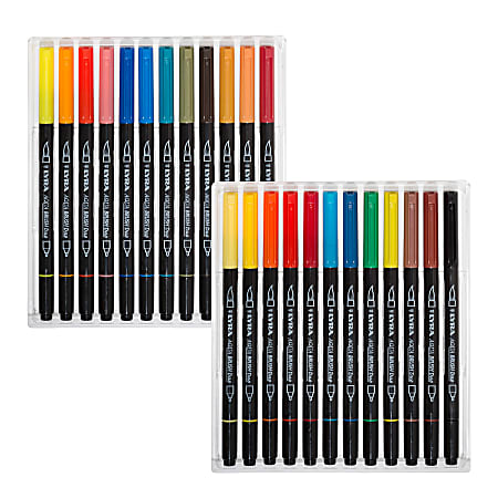 Lyra Aqua Brush Duo Art Markers, Broad/Brush Tip, Assorted Colors, Pack Of 24 Markers