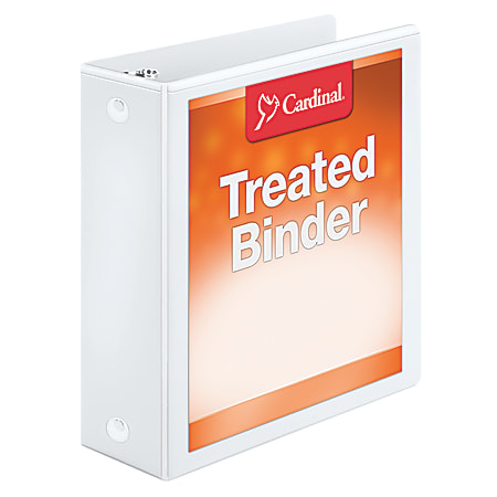 Cardinal Treated ClearVue™ Locking 3-Ring Binder, 3" Round Rings, 52% Recycled, White