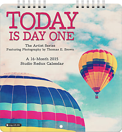 Orange Circle Studio Academic Mini Calendar, 6 5/8" x 7", Today Is Day One Studio Redux, August 2014 2011-December 2015