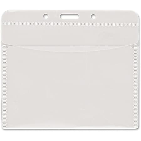 Advantus PVC-Free Horizontal Badge Holder - Support 4" x 3" Media - Horizontal - Polypropylene - 50 / Pack - Clear