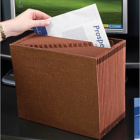Smead® TUFF® Expanding File, 21 Pockets, A–Z, 12" x 10", Letter Size, 30% Recycled, Brown