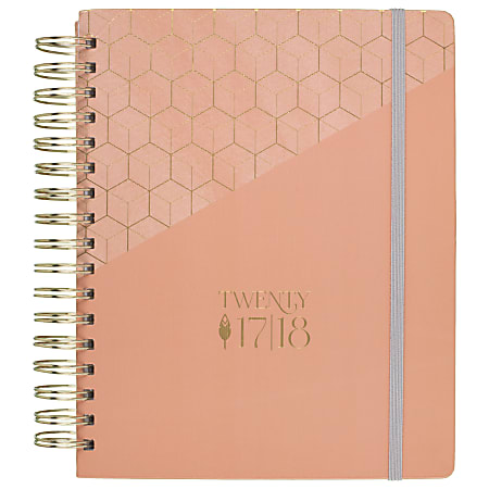 inkWELL Press® AT-A-GLANCE® Classic liveWELL Academic Weekly/Monthly Planner™, 7" x 9", Coral Colorwash, July 2017 to June 2018