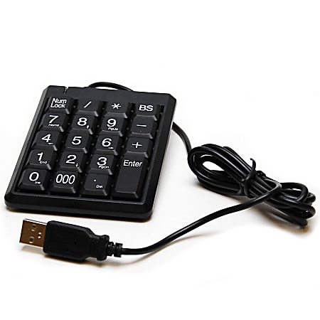 Ativa® USB Wired Numeric Keypad, Black