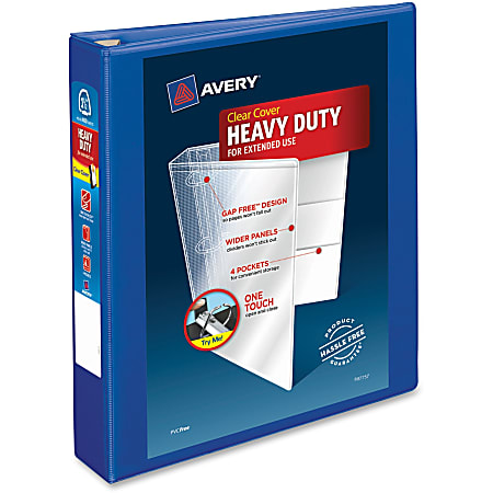 Avery® Heavy-Duty View 3-Ring Binder With Locking One-Touch EZD™ Rings, 1 1/2" D-Rings, 41% Recycled, Pacific Blue