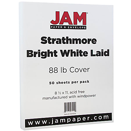 JAM Paper® Card Stock, Strathmore Bright White Linen,
