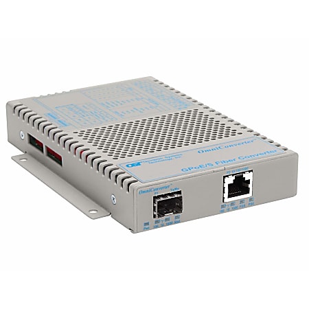 Omnitron OmniConverter 10/100/1000 PoE Gigabit Ethernet Fiber Media Converter Switch RJ45 SFP - 1 x 10/100/1000BASE-T; 1 x 100/1000BASE-X; DC Powered; Lifetime Warranty