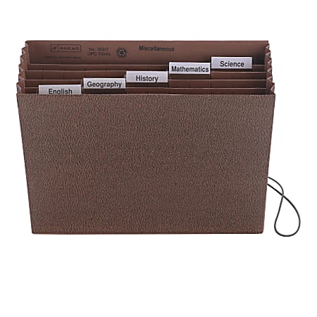 Smead® Subject Expanding File, 6 Pocket, 12"x10", Letter Size, 5 1/4" Expansion, 30% Recycled, Brown