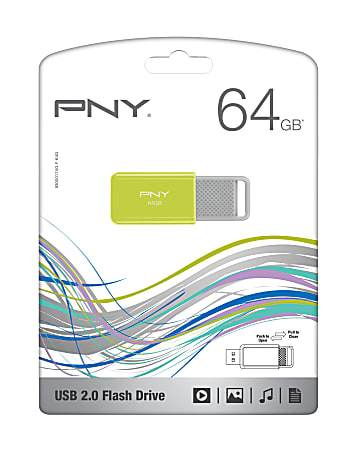 PNY USB 2.0 Flash Drive, 64GB, Multicolor, P-FD64GOMC-GE