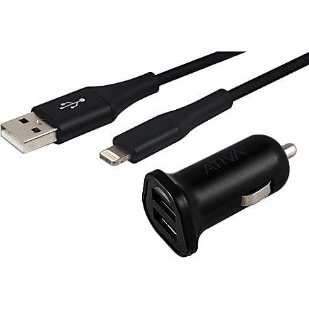 Ativa Charging Pack, Car Charger, 2 USB 2.4A, USB A-Lighting Cable
