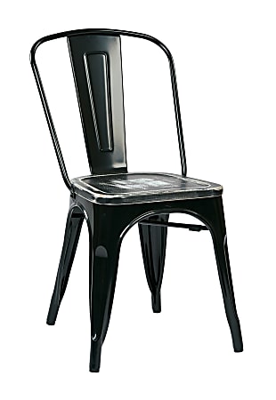 Office Star™ Bristow Armless Chairs with Wood Seats, Ash Crazy Horse/Black, Set Of 4 Chairs