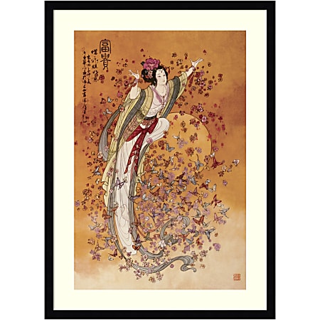 Amanti Art Goddess of Wealth by Chinese Wood Framed Wall Art Print, 29”H x 21”W, Black
