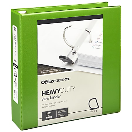 Office Depot® Brand Heavy-Duty View 3-Ring Binder, 2" D-Rings, Army Green