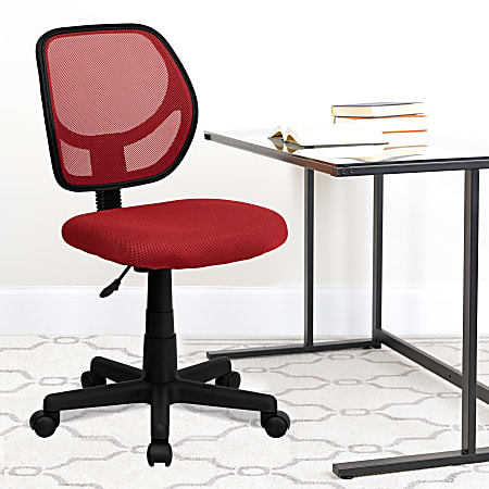 Flash Furniture Mesh Low-Back Swivel Chair, Red/Black