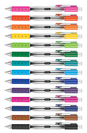 TUL® GL Series Retractable Gel Pen, Medium Point, 0.7 mm, Silver Barrel, Assorted Ink