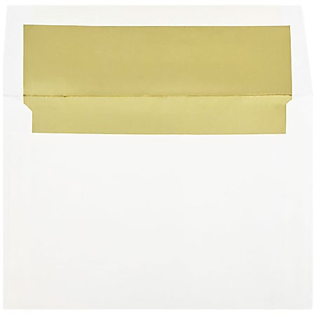 JAM Paper® Booklet Invitation Envelopes, A8, Gummed Seal, Gold/White, Pack Of 25