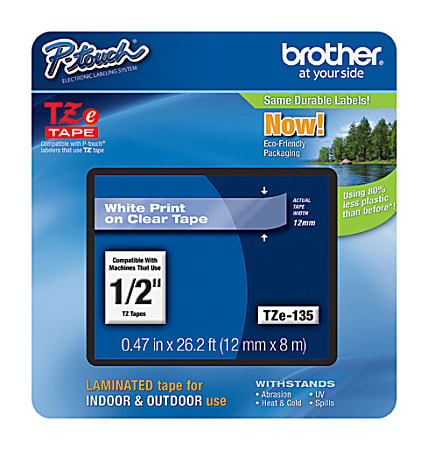 Brother TZe 335 White On Black Tape 0.5 x 26.2 - Office Depot