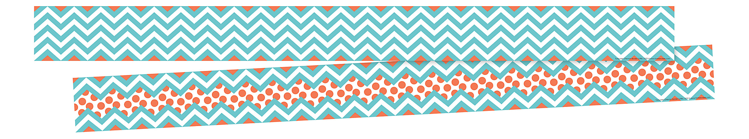 Barker Creek Double-Sided Border Strips, 3" x 35", Chevron Turquoise, Set Of 24