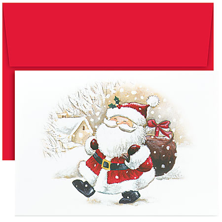 Great Papers! Holiday Greeting Cards, 5 5/8" x 7 7/8", Happy Santa, Pack Of 18
