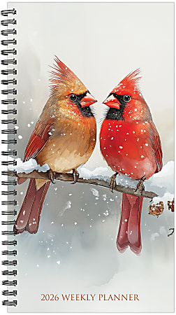 2026 Willow Creek Press Weekly/Monthly Spiral Pocket Planner, 3-1/2" x 6-1/2", Cardinals (Trilingual), January To December, 57490