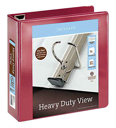 Office Depot® Brand Heavy-Duty View 3-Ring Binder, 3" D-Rings, Dark Red