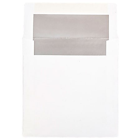 JAM Paper® Foil-Lined Invitation Envelopes, 6" x 6", Gummed Seal, Silver/White, Pack Of 25