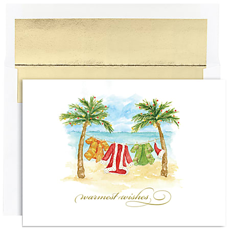 Great Papers! Holiday Greeting Cards, 5 5/8" x 7 7/8", Beach Break, Pack Of 18