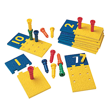Playmonster Number Puzzle Boards And Pegs, 4"H x 8"W x 13 1/2"D, Grades Pre-K - 3, Pack Of 75