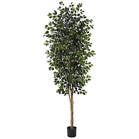 Nearly Natural Ficus 96”H Plastic Tree With Pot, 96”H x 44”W x 44”D, Green