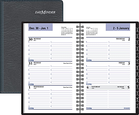 DayMinder® Weekly Appointment Book, Refillable, 3 3/4" x 6", 30% Recycled, Black, January–December 2015