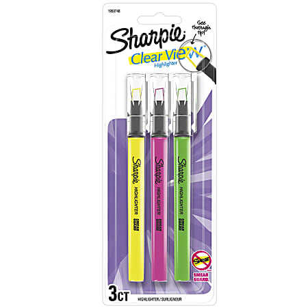 Sharpie® Clear View® Highlighter Stick, Chisel Point, Assorted Colors, Pack Of 3