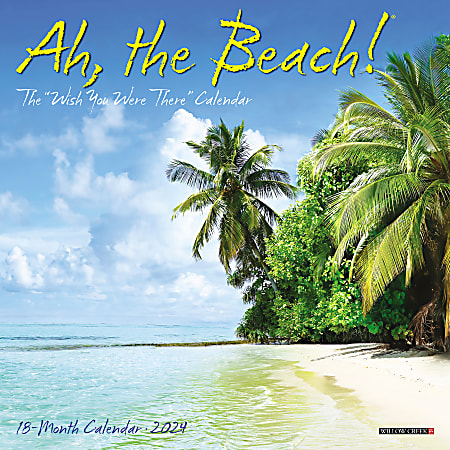 2024 Willow Creek Press Scenic Monthly Mini Wall Calendar, 7” x 7”, Ah The Beach, January To December