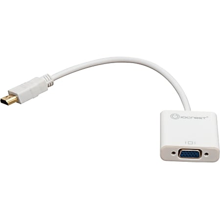 IO Crest Active HDMI to VGA Adapter with Audio Support via 3.5mm jack - First End: 1 x HDMI Male Digital Audio/Video - Second End: 1 x HD-15 Female VGA, Second End: 1 x 3.5mm Female Audio - White