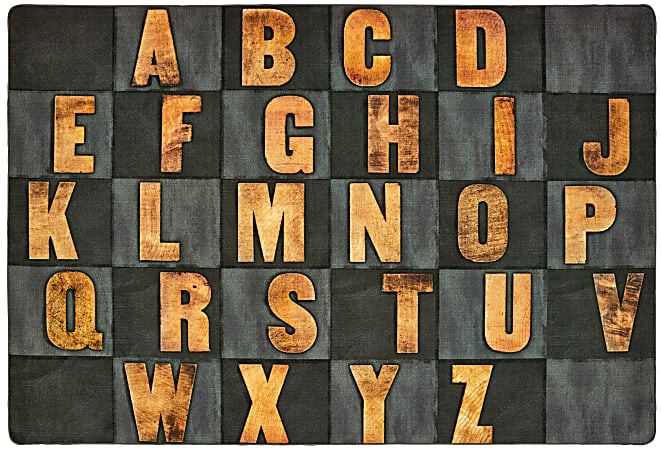 Carpets for Kids® Pixel Perfect Collection™ Rustic Wood Literacy Seating Rug, 6' x 9', Gray