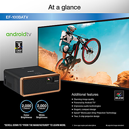 Epson EF 100 Mini Laser HD Widescreen 3LCD Streaming Projector 