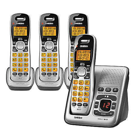 Uniden® D1484-4 DECT 6.0 4-Handset Cordless Phone With Caller ID And Digital Answering System