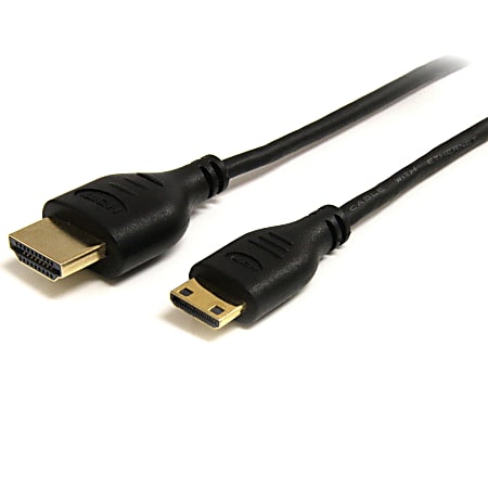 StarTech.com 3ft Mini HDMI to HDMI Cable with Ethernet, 4K 30Hz High Speed Slim Mini HDMI 1.4 (Type-C) Device to HDMI Adapter Cable/Cord