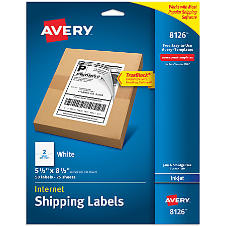 50 Laser/Ink Jet Click-N-Ship Labels With Tear-Off Receipt - Perfect For USPS - Blank Labels
