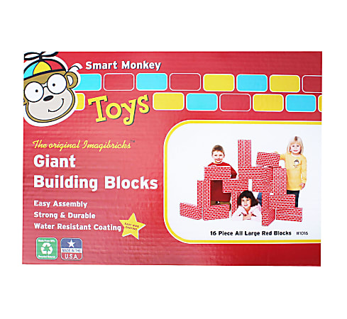Smart Monkey ImagiBRICKS™ Giant 16-Piece Building Block Set, Red