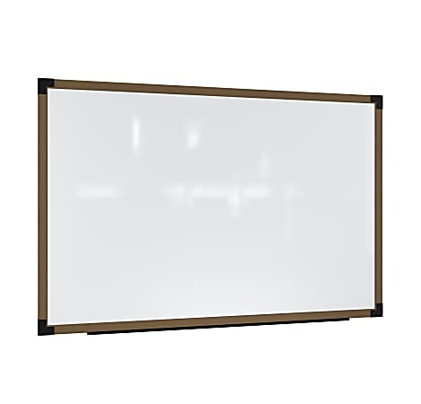 Ghent Prest Magnetic Dry-Erase Whiteboard, Porcelain, 50-1/4” x 74-1/4”, White, Driftwood Frame