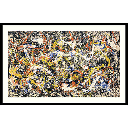 Amanti Art Convergence by Jackson Pollock Wood Framed Wall Art Print, 27”H x 41”W, Black